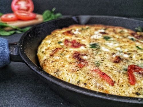 Chicken Arugula Tomato Frittata